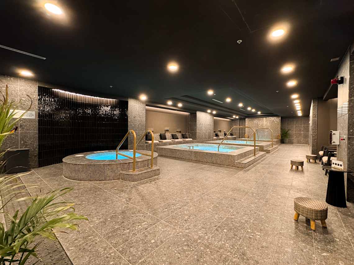 Indoor spa with hot tubs