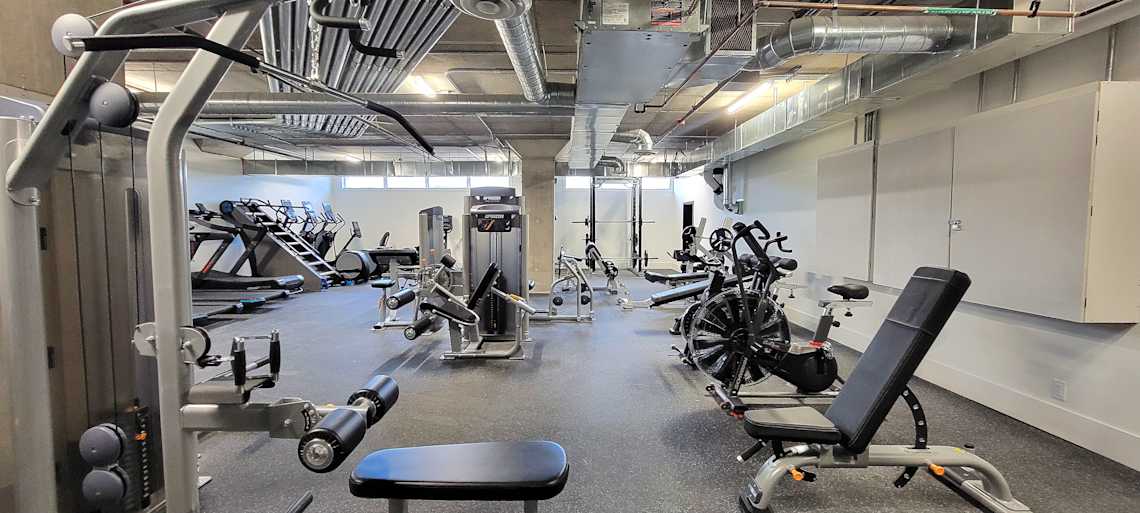 Gym with weights and cardio machines